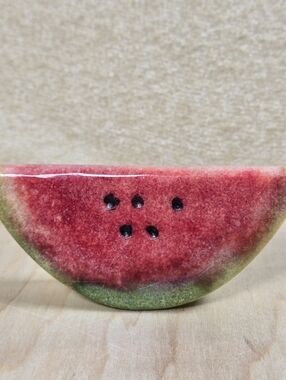 Watermelon Slice Stone Paperweight 4.5" Fruit Desk Decor 6oz